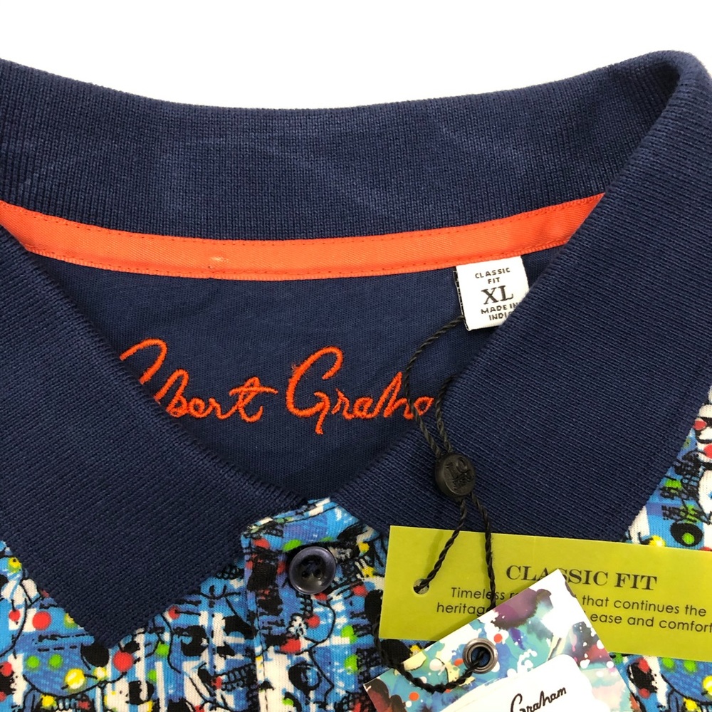 Robert Graham Pechia Short Sleeve Polo Shirt NWT - Picture 7 of 12